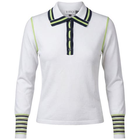 Striped Button Placket Contrast Sleeve Sweater