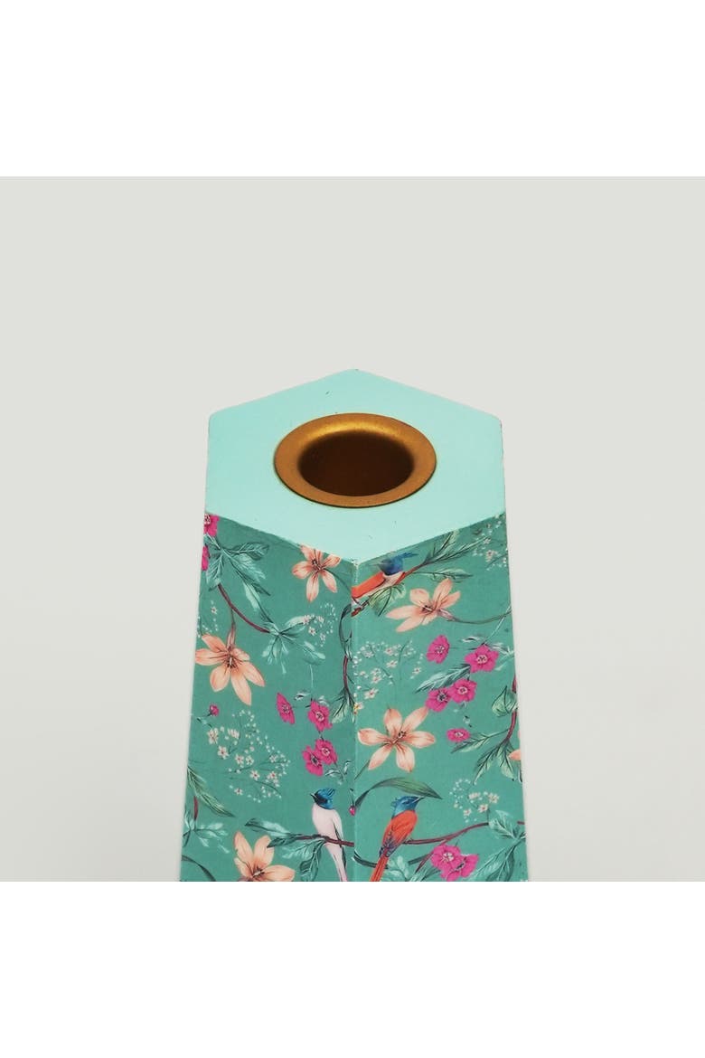 Aqua Flora Hexagonal Candleholders, Alternate, color, Aqua Flora
