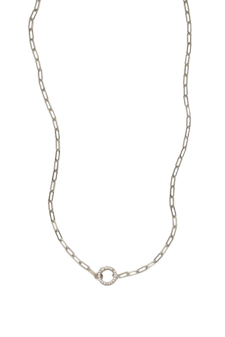 Jude Charm Necklace with CZ Link Lock, Main, color, Silver