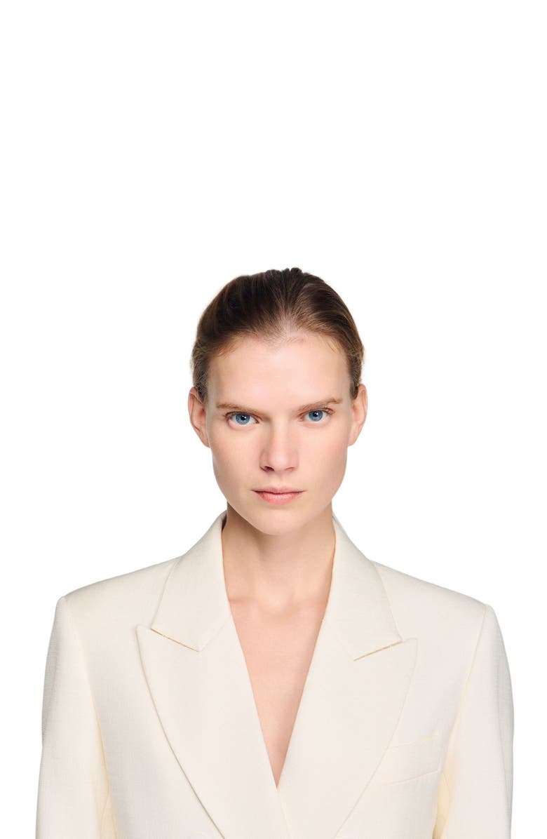 SANDRO Double-breasted suit jacket, Alternate, color, Ecru