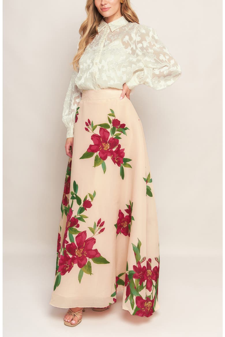 Floral A-Line Maxi Skirt, Alternate, color, BLUSH
