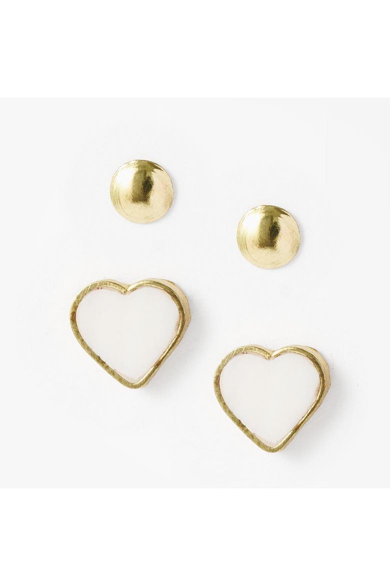 Rajani Heart Mother of Pearl Earring Set - Set of 2, Main, color, White