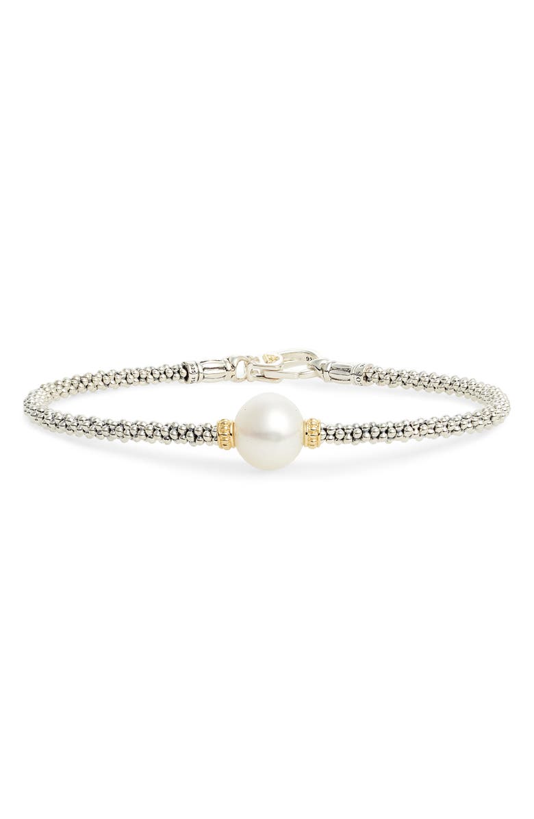 LAGOS Luna Pearl Single Station Bracelet, Main, color, Silver