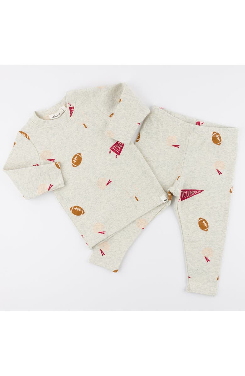 oh baby! Football Print Long Sleeve Two Piece Set, Alternate, color, Oatmeal Heather