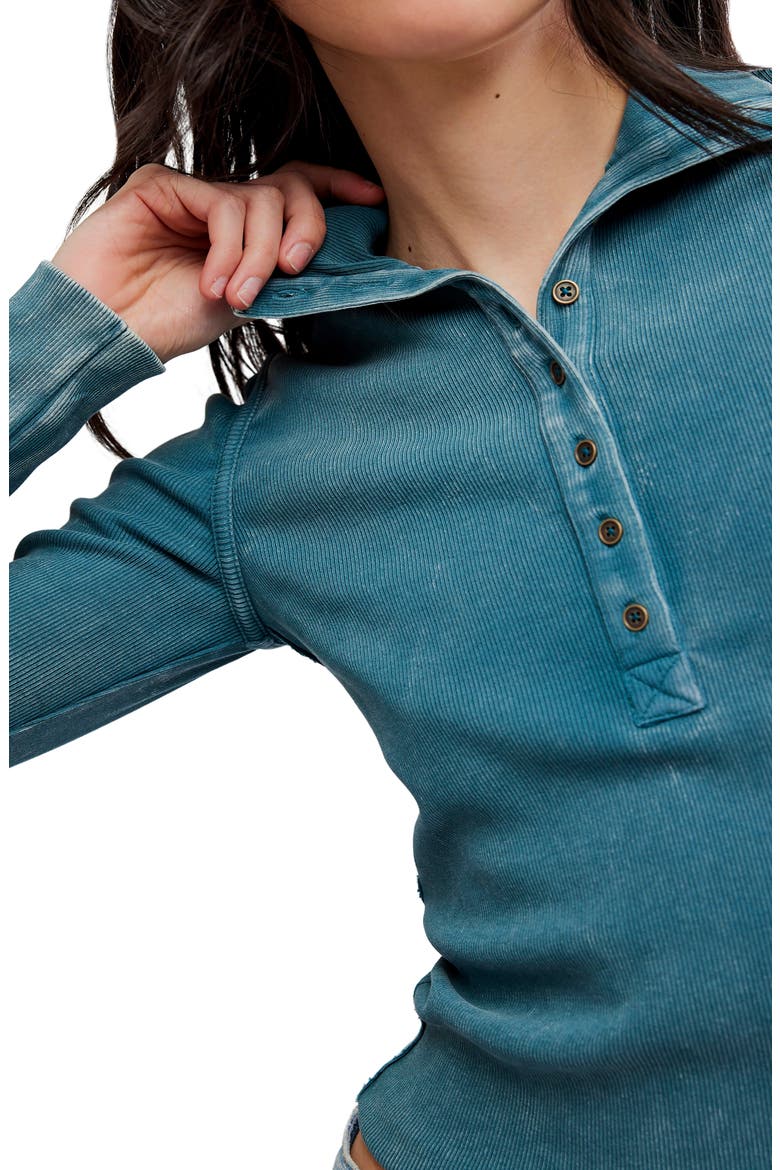 Lake Stand Collar Stretch Cotton Rib Henley, Alternate, color, PINE BLOSSOM