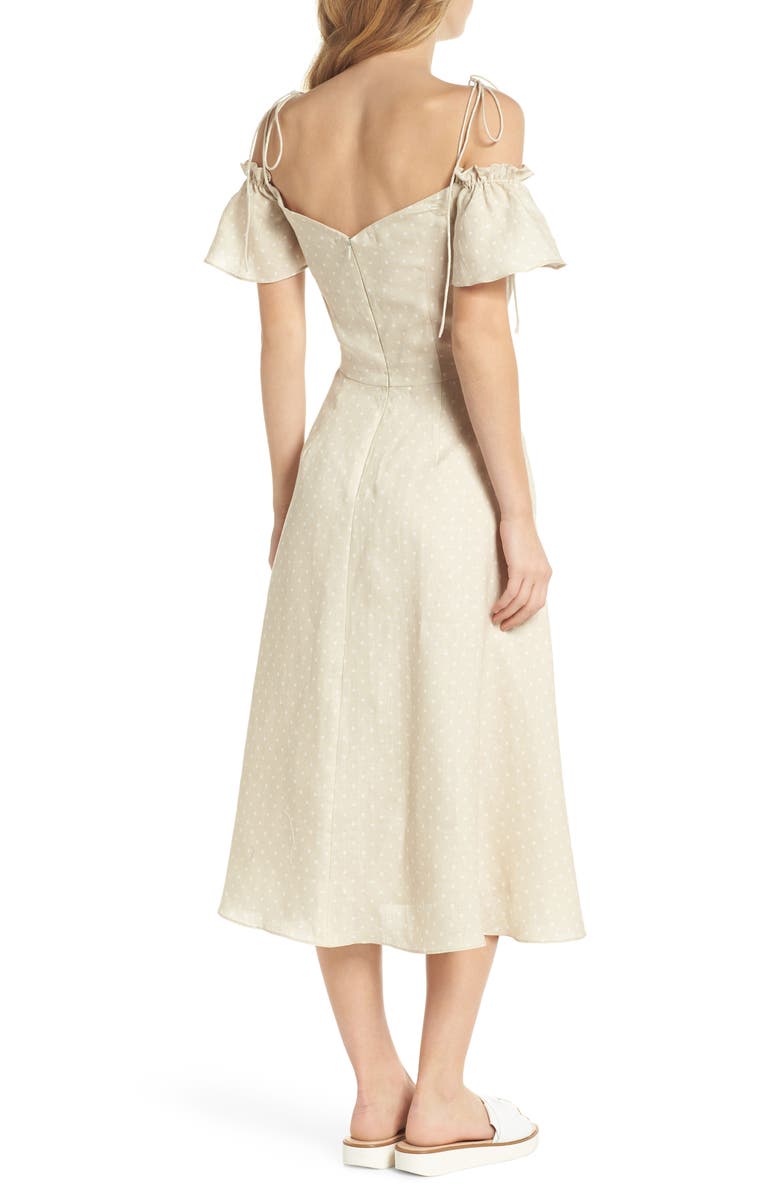 Gal Meets Glam Collection Colleen Polka Dot Off the Shoulder Dress, Alternate, color, 