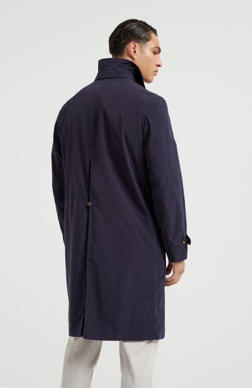 Brunello Cucinelli Water-resistant Microfiber Trench Coat In Azure