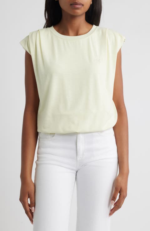 Pleated Cap Sleeve T-Shirt