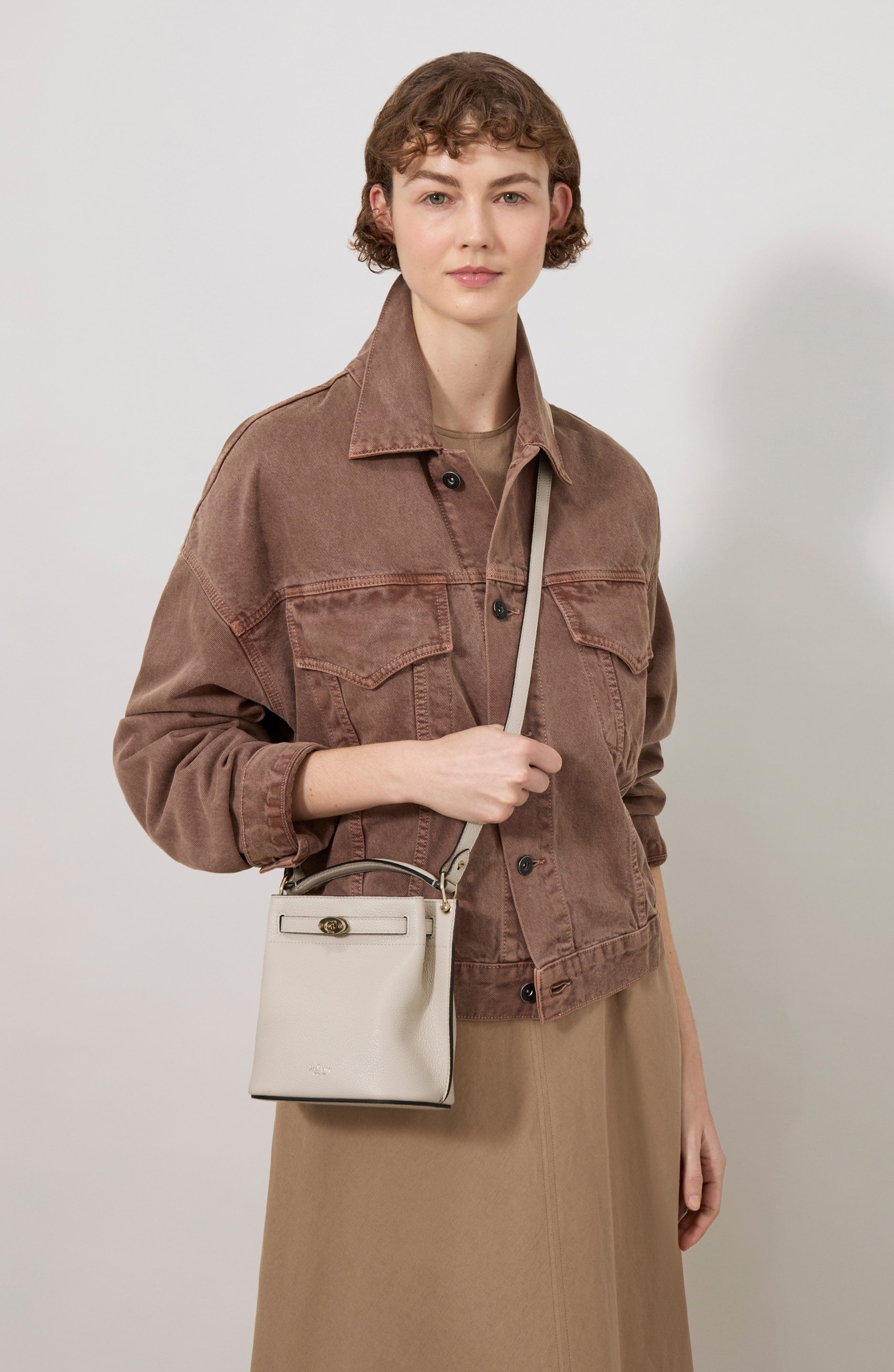 Mini Islington Leather Bucket Bag, Alternate, color, CHALK