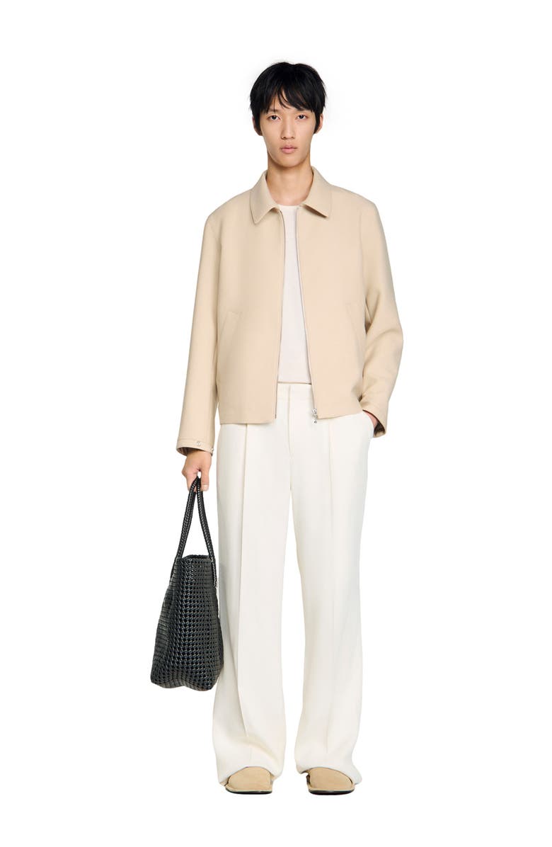 SANDRO Zip-up jacket, Alternate, color, Beige