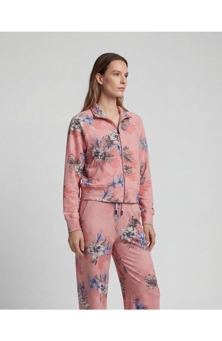 Lords of Harlech Exotic Floral Womens Cropped Zip Jacket, Alternate, color, Exotic Floral Coral