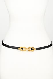 Raina Belts Gold Knot Buckle Leather Belt