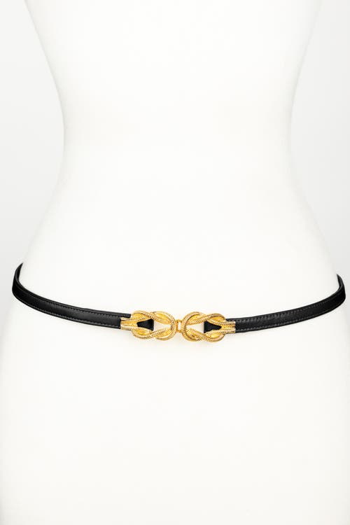 Raina Belts Gold Knot Buckle Leather Belt In Black