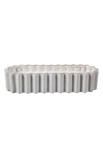 Flora Bunda Ribbed Ceramic Candle In Gray