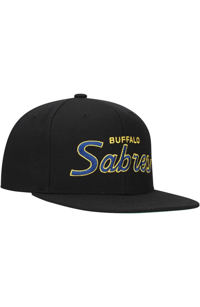 Mitchell & Ness Men's Mitchell & Ness Black Buffalo Sabres Core Team Script 2.0 Snapback Hat, Alternate, color, Black