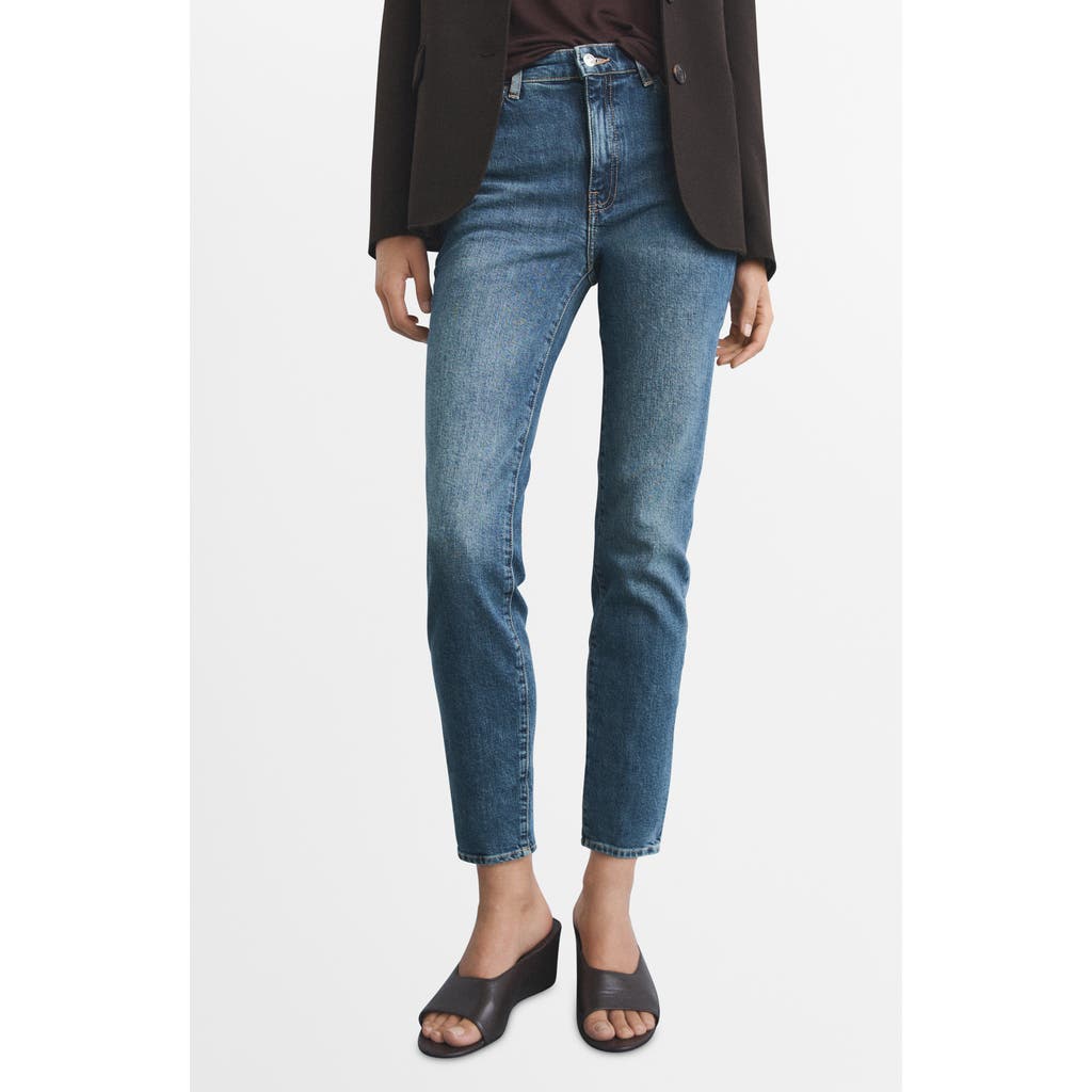 Mango Claudia Crop Slim Fit Jeans In Blue