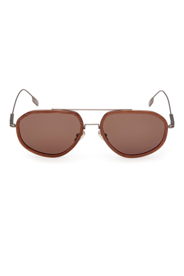 56mm Geometric Sunglasses, Main, color, ANILINE AND FOLIAGE / BROWN