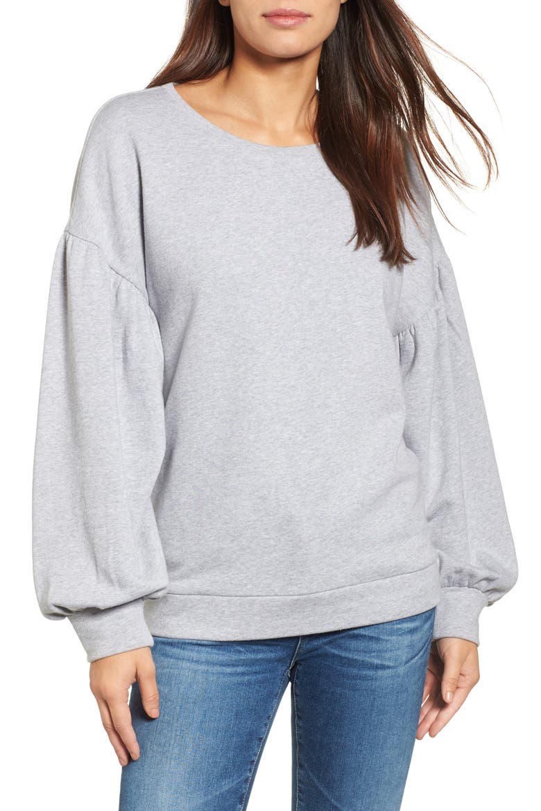 Blouson Sleeve Sweatshirt, Main, color, GREY