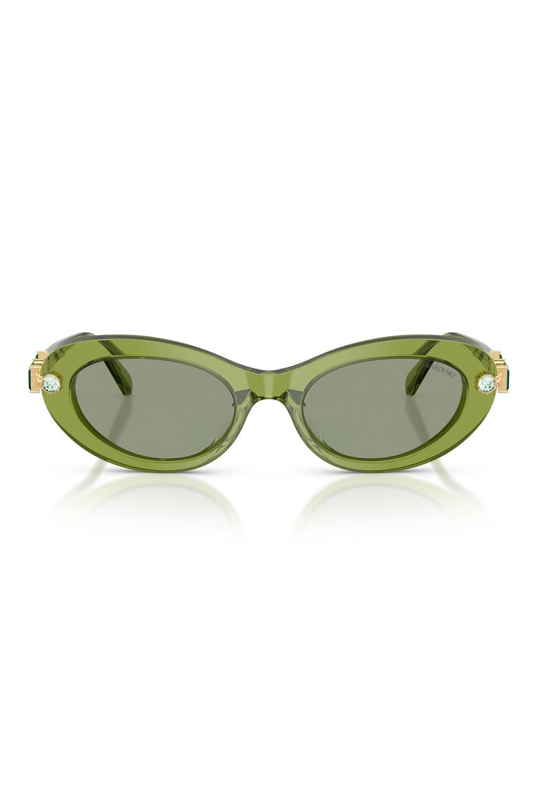 53mm Oval Sunglasses, Main, color, TRANSPARENT GREEN / GREEN