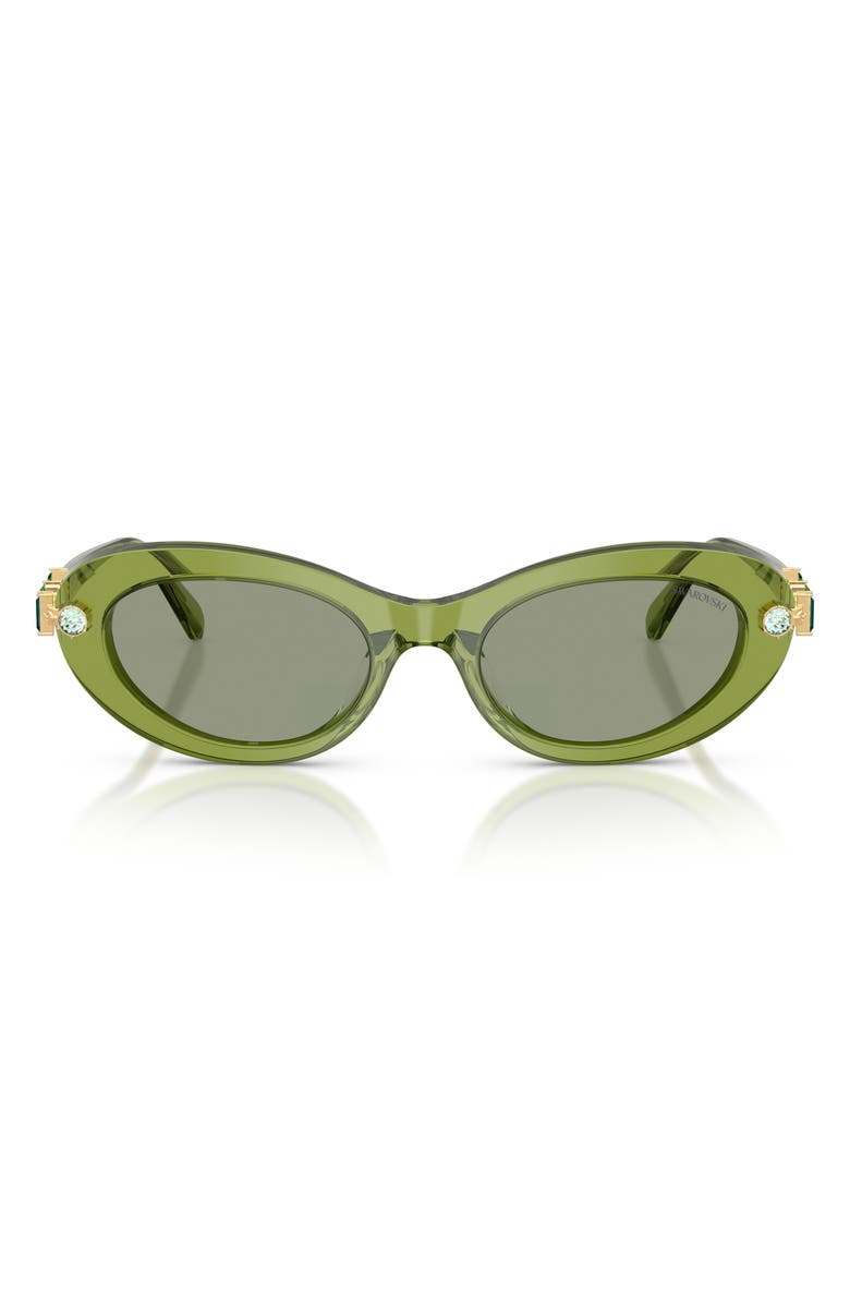 Swarovski 53mm Oval Sunglasses, Main, color, Transparent Green / Green