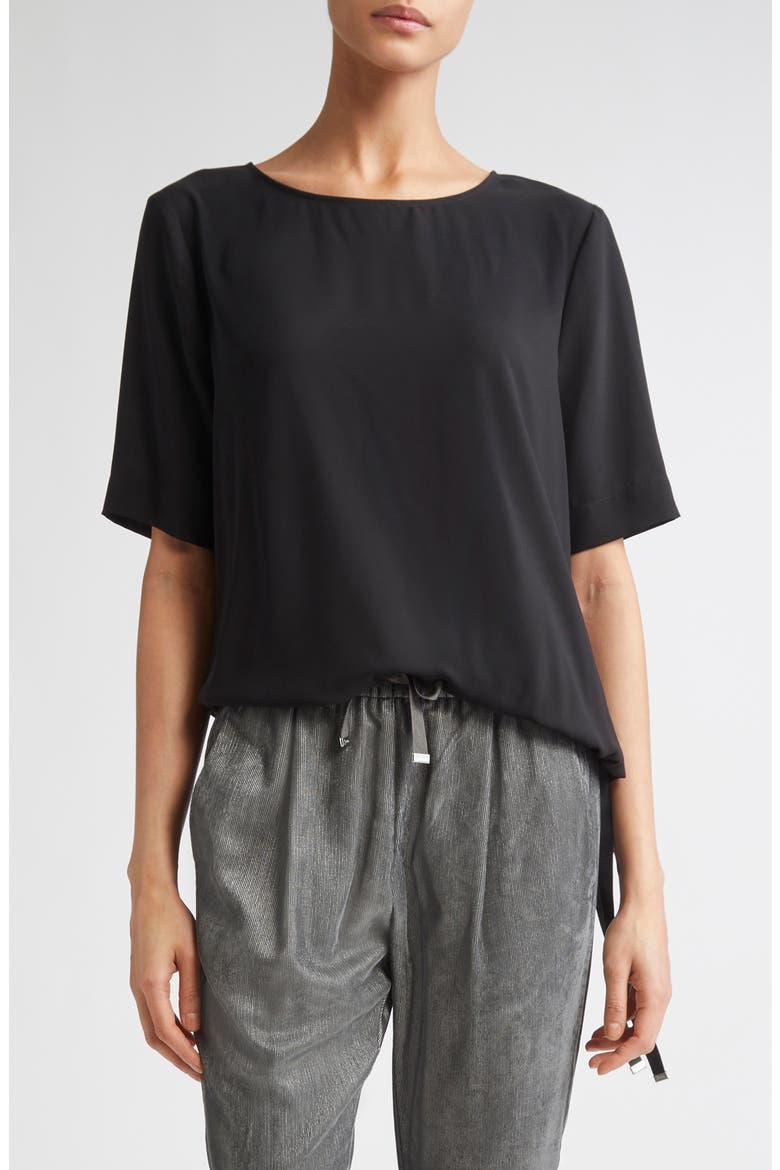 Drawstring Hem T-Shirt, Main, color, BLACK