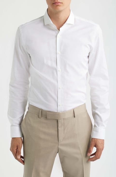 Hank Slim Fit Solid Cotton Dress Shirt
