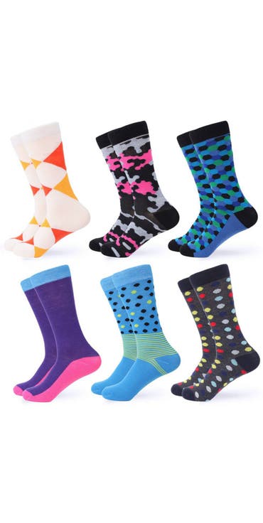 Fashion Patterned Dress Socks 6-Pack Gift Set