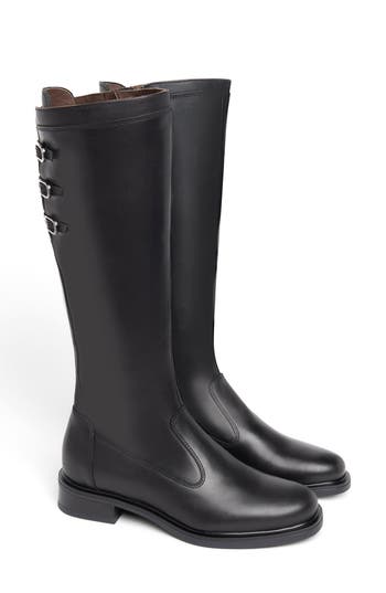 Nerogiardini Buckled Up Knee High Riding Boot In Black
