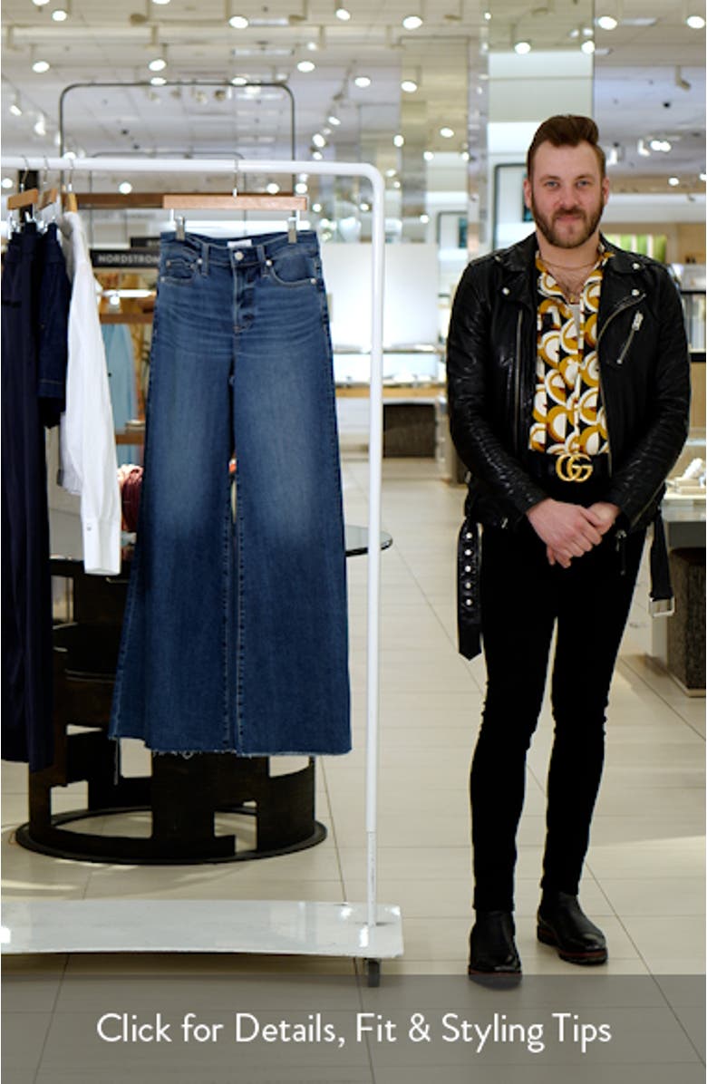 Izzy High Waist Raw Hem Wide Leg Flare Jeans, sales video thumbnail