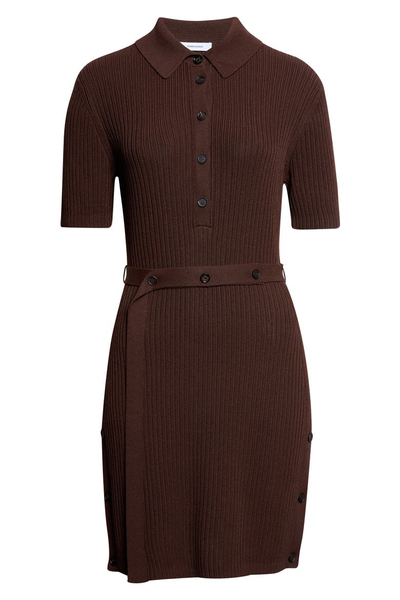 Rib Polo Dress, Alternate, color, EXPRESSO