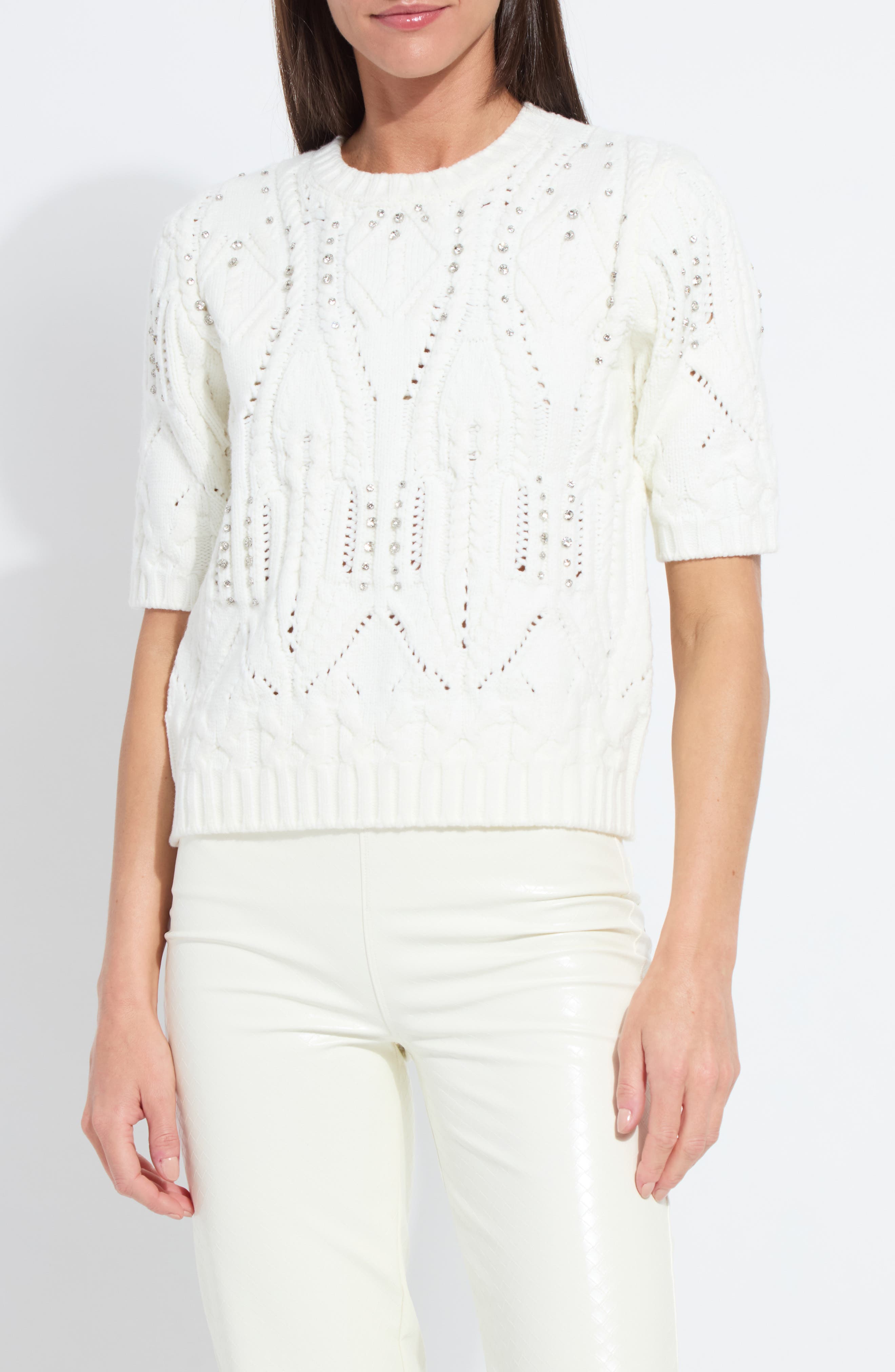 Hadley Crystal Embellished Short Sleeve Sweater - image 3