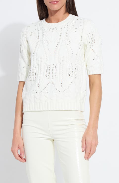 Hadley Crystal Embellished Short Sleeve Sweater