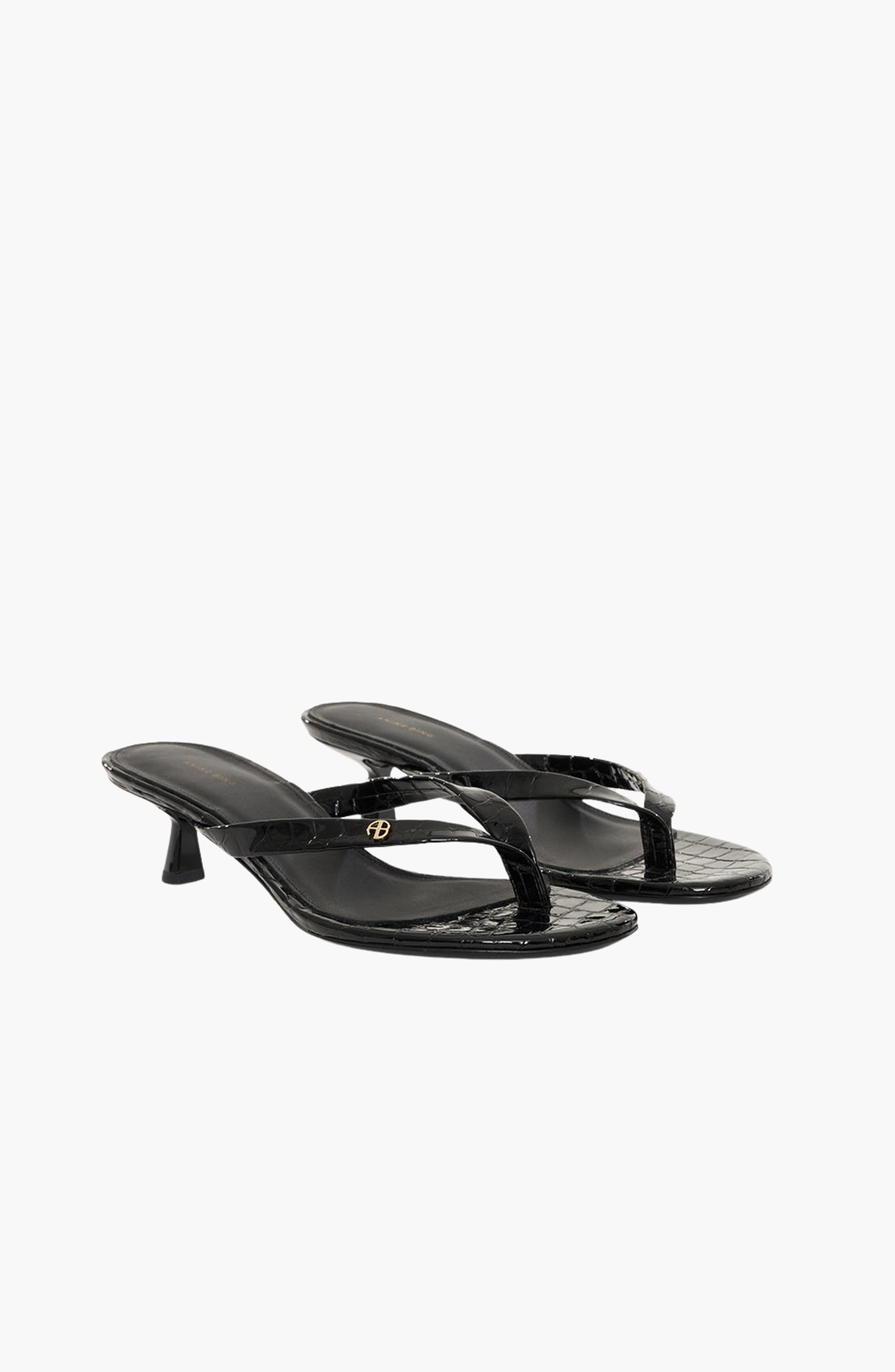 Noelle Thong Heels, Alternate, color, Embossed Black