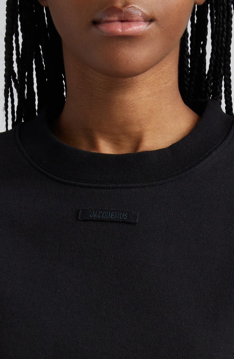 Jacquemus Le Grosgrain Logo Cotton Fleece Crop Sweatshirt, Alternate, color, 