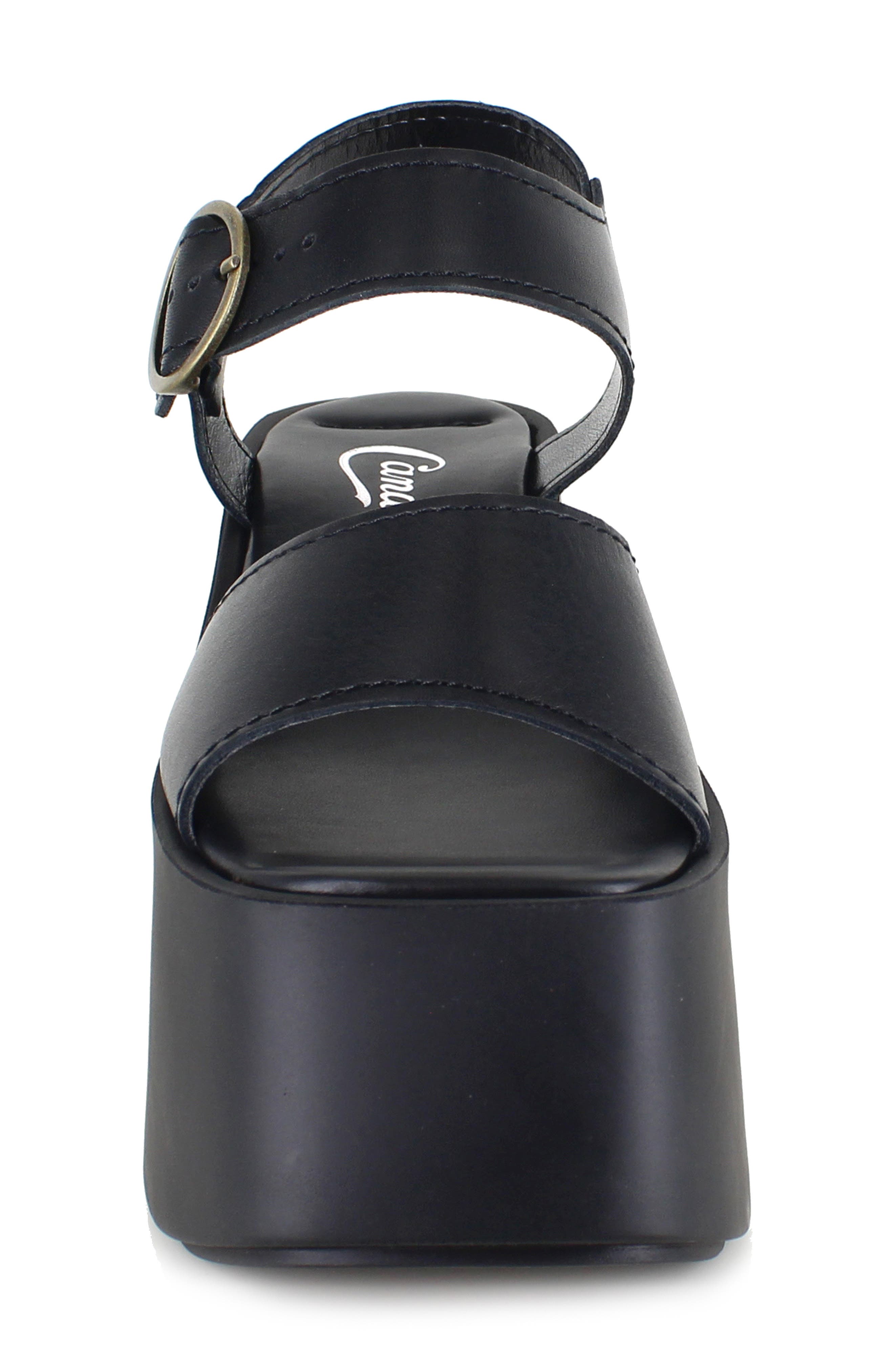 Candie's Anna Ankle Strap Platform Sandal, Alternate, color, Black Leather