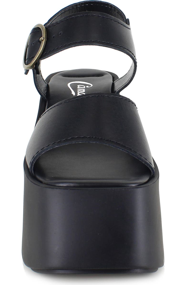 Candie's Anna Ankle Strap Platform Sandal, Alternate, color, Black Leather