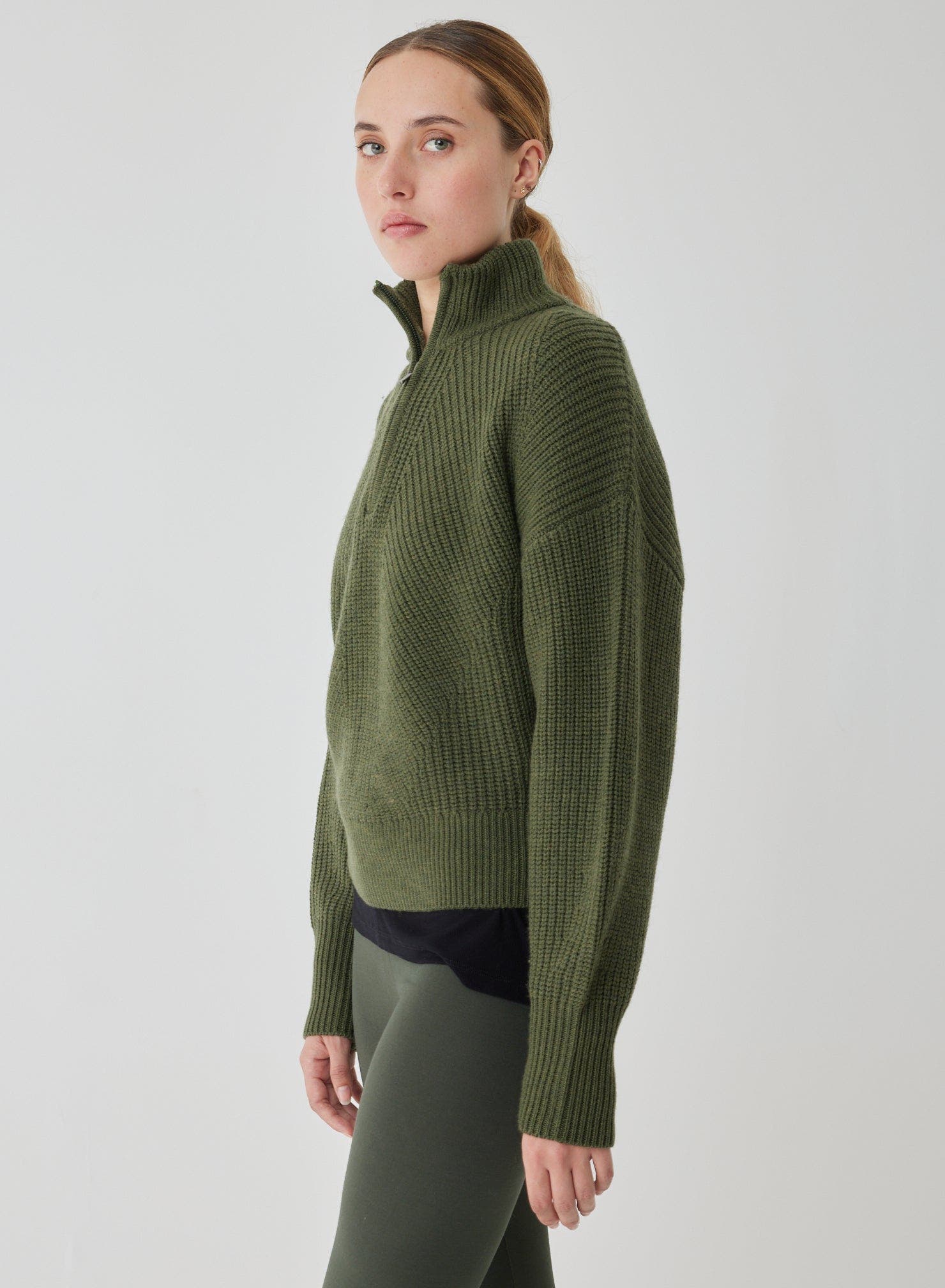 Merino Rib Half Zip Mock Neck - image 2