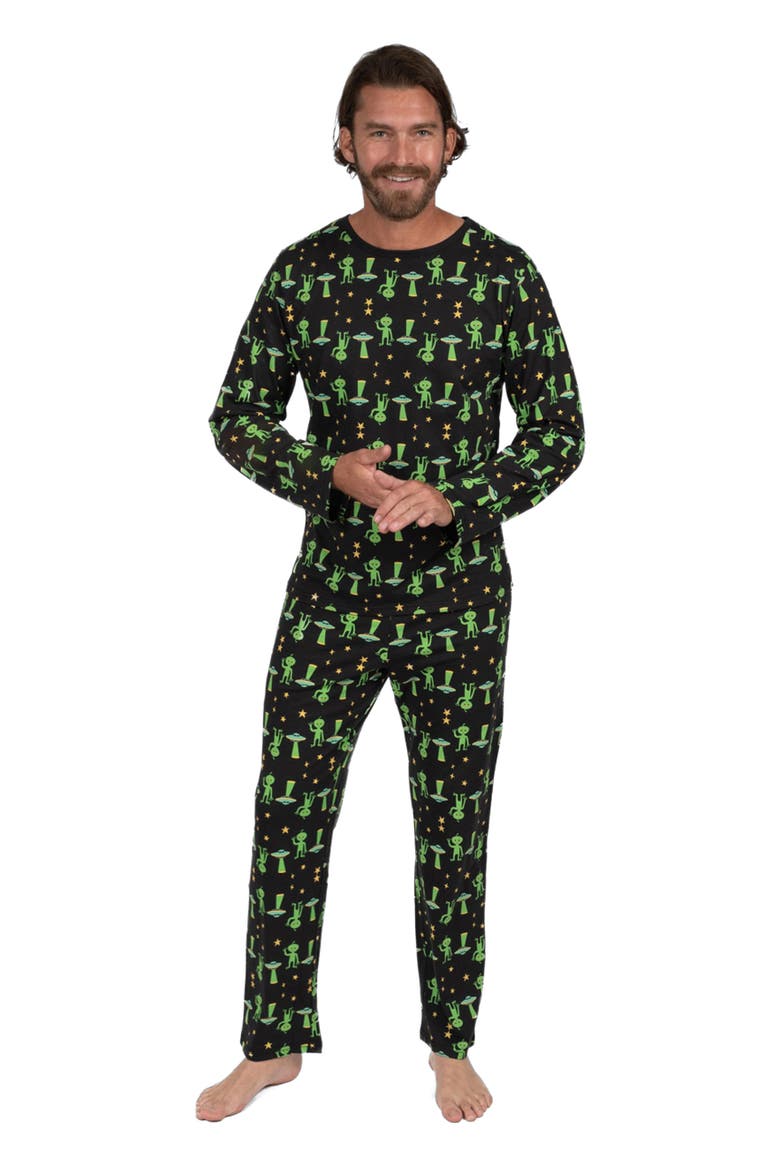 Men's Loose Fit Cotton Matching Family Pajamas, Fun & Character Themes, Main, color, Alien