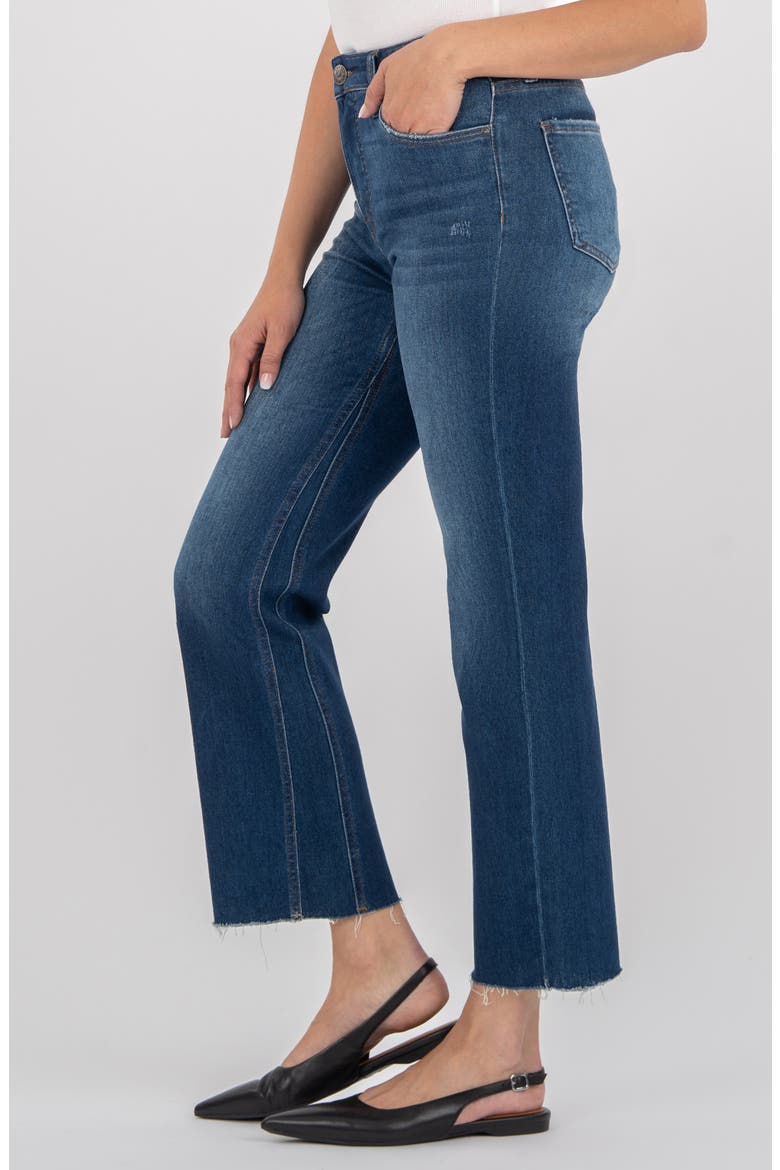 Kelsey High Waist Raw Hem Ankle Flare Leg Jeans, Alternate, color, ROYAL
