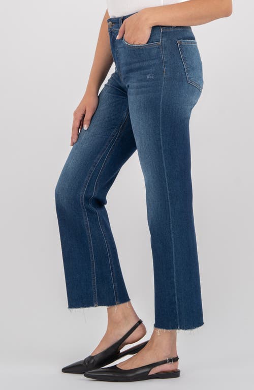 Kut From The Kloth Kelsey High Waist Raw Hem Straight Leg Jeans In Blue