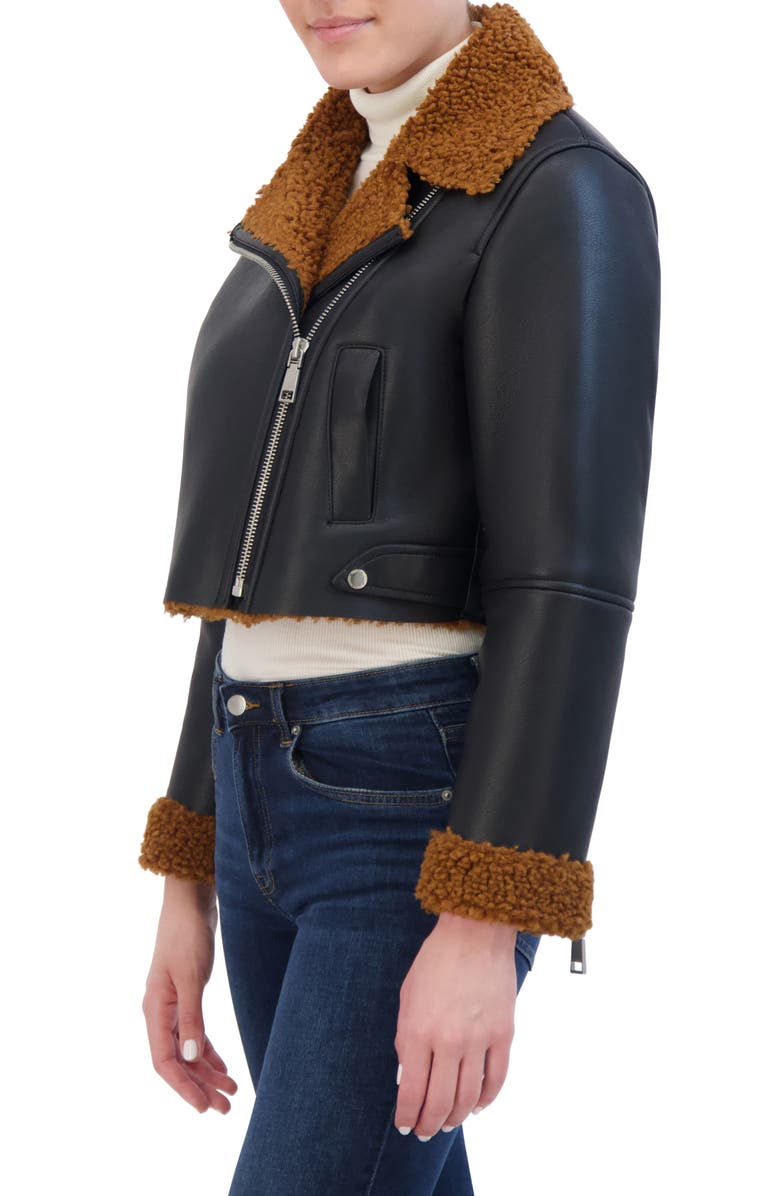 Rebecca Minkoff Faux Shearling Moto Jacket, Alternate, color,