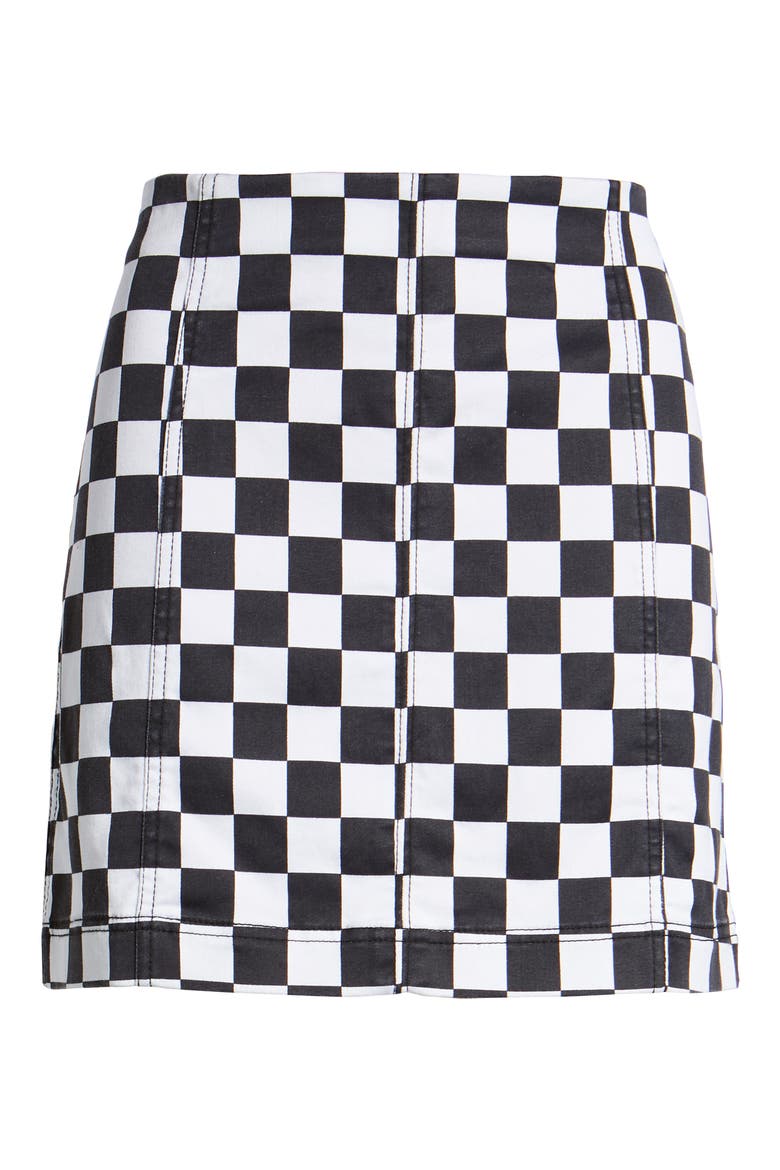 Checkered Denim Miniskirt, Alternate, color, BLACK/ WHITE CHECKERED