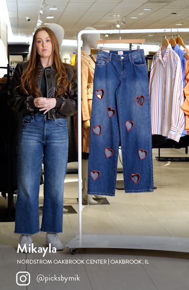 ALICE + OLIVIA Karrie Embroidered Heart Cutout Nonstretch Jeans (Women ...