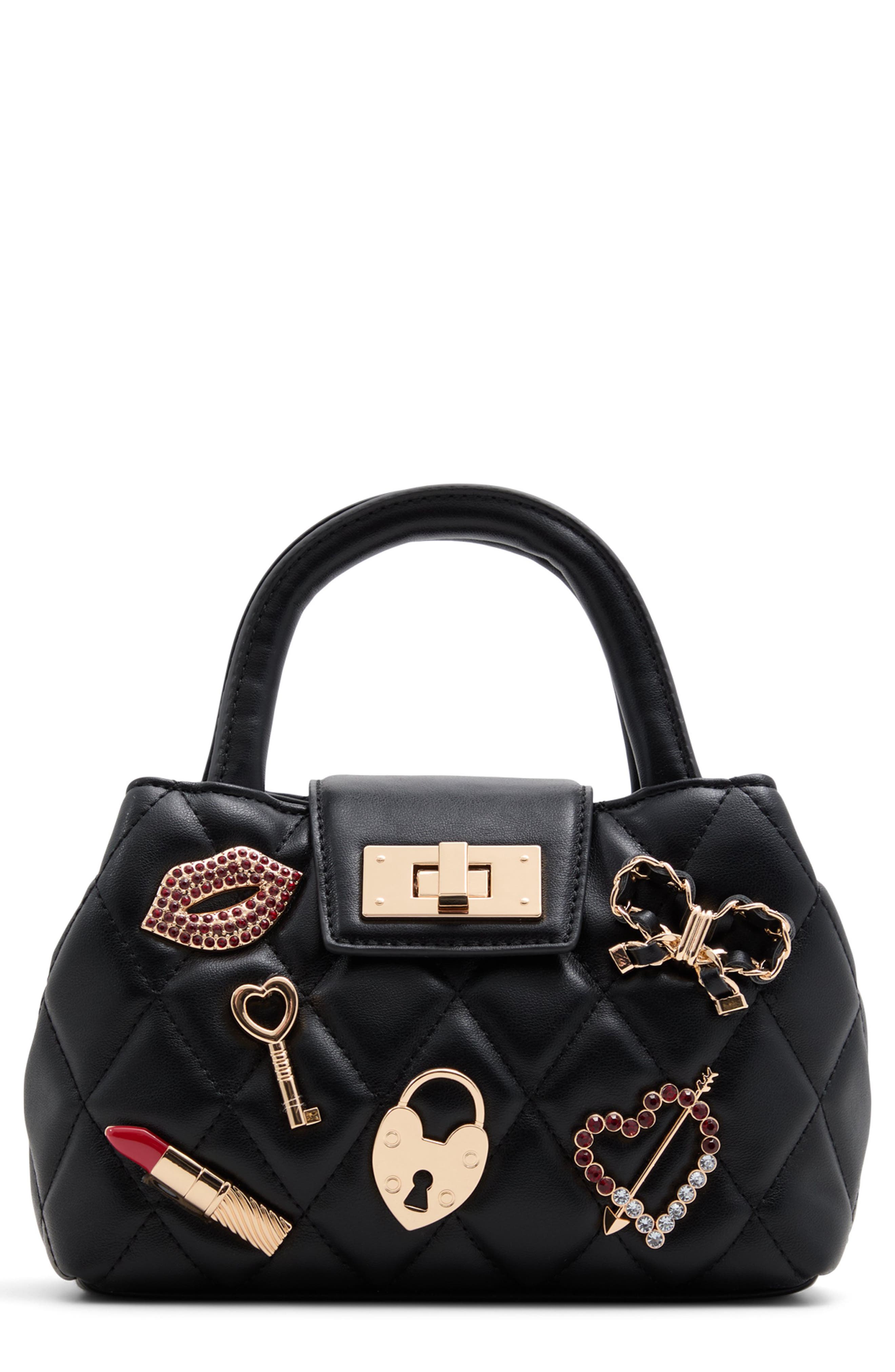 ALDO Firstkisssx Diamond Quilted Faux Leather Satchel, Main, color, 