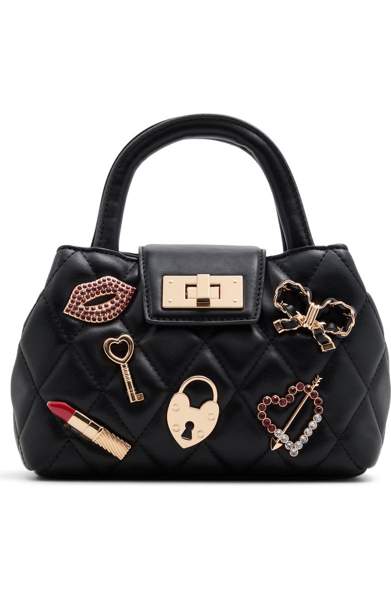 ALDO Firstkisssx Diamond Quilted Faux Leather Satchel, Main, color,