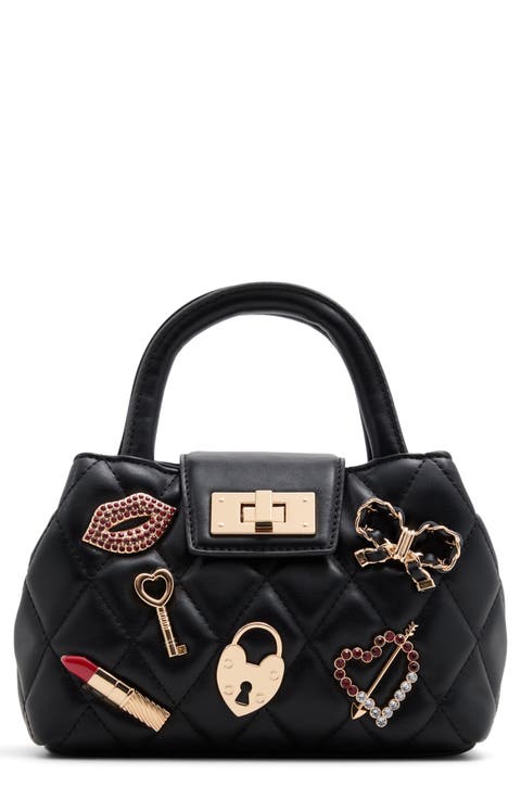 Firstkisssx Diamond Quilted Faux Leather Satchel