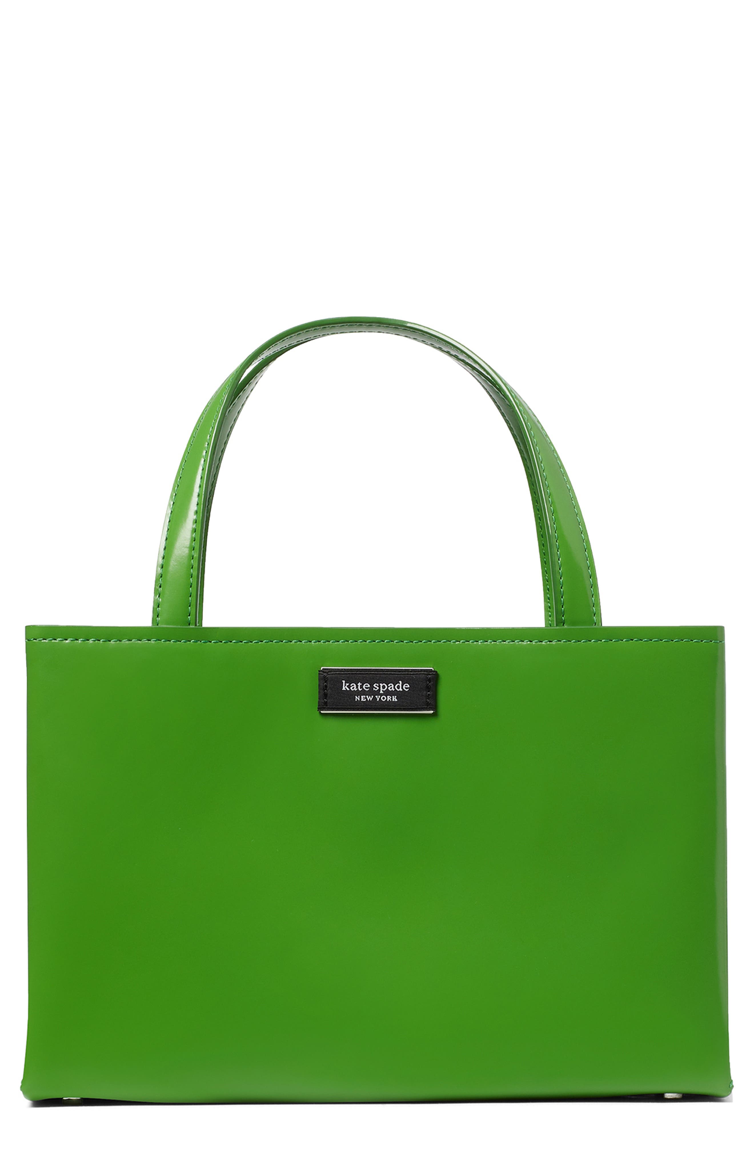 sam icon spazzolato small leather tote, Main, color, KS GREEN