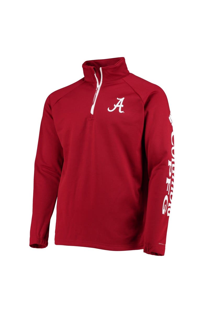 Columbia Men's Columbia Crimson Alabama Crimson Tide Terminal Tackle Fleece Raglan Omni-Shade Quarter-Zip Jacket, Alternate, color, 