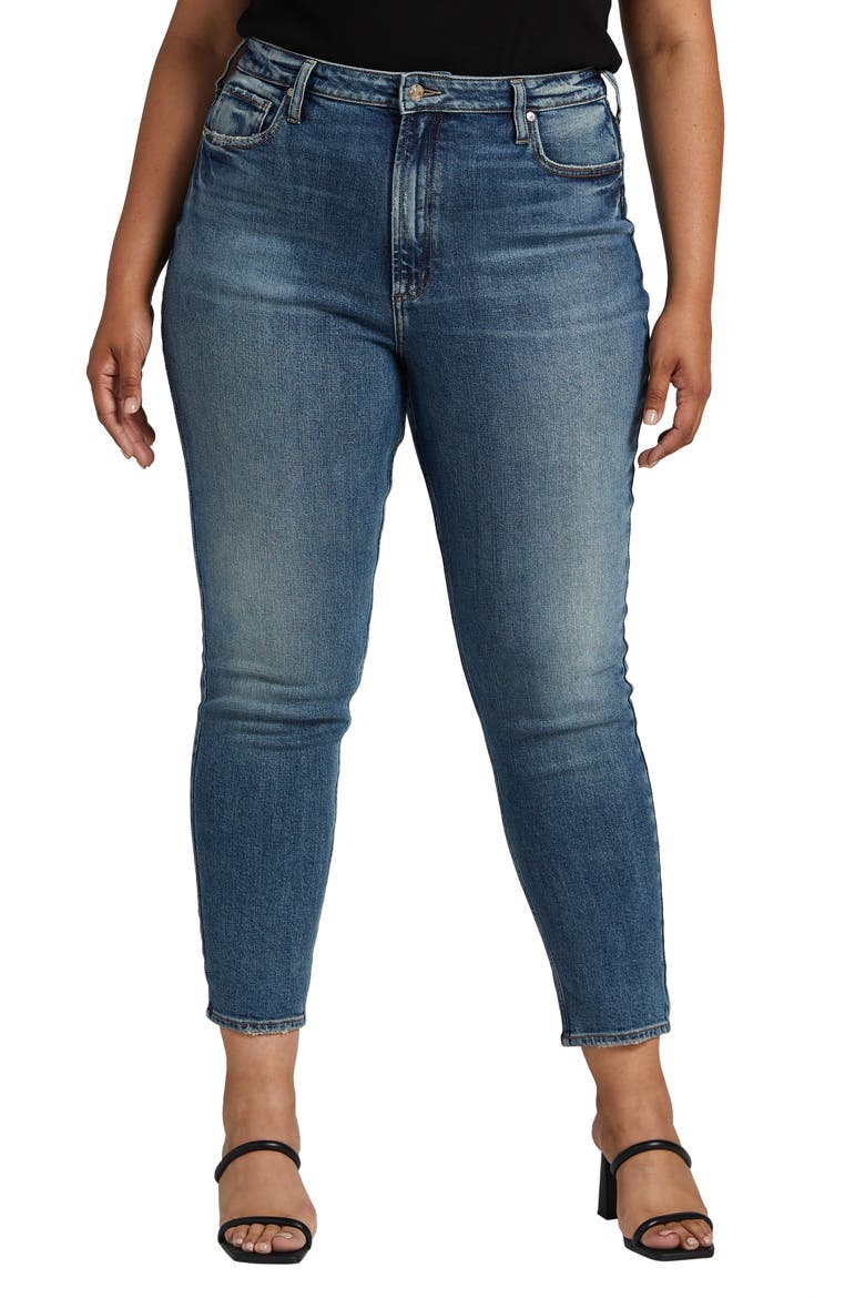 Super High Waist Ankle Tapered Mom Jeans, Main, color, INDIGO