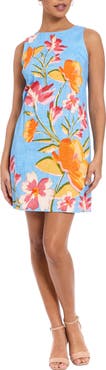 London Times Floral Cotton Sateen Shift Dress